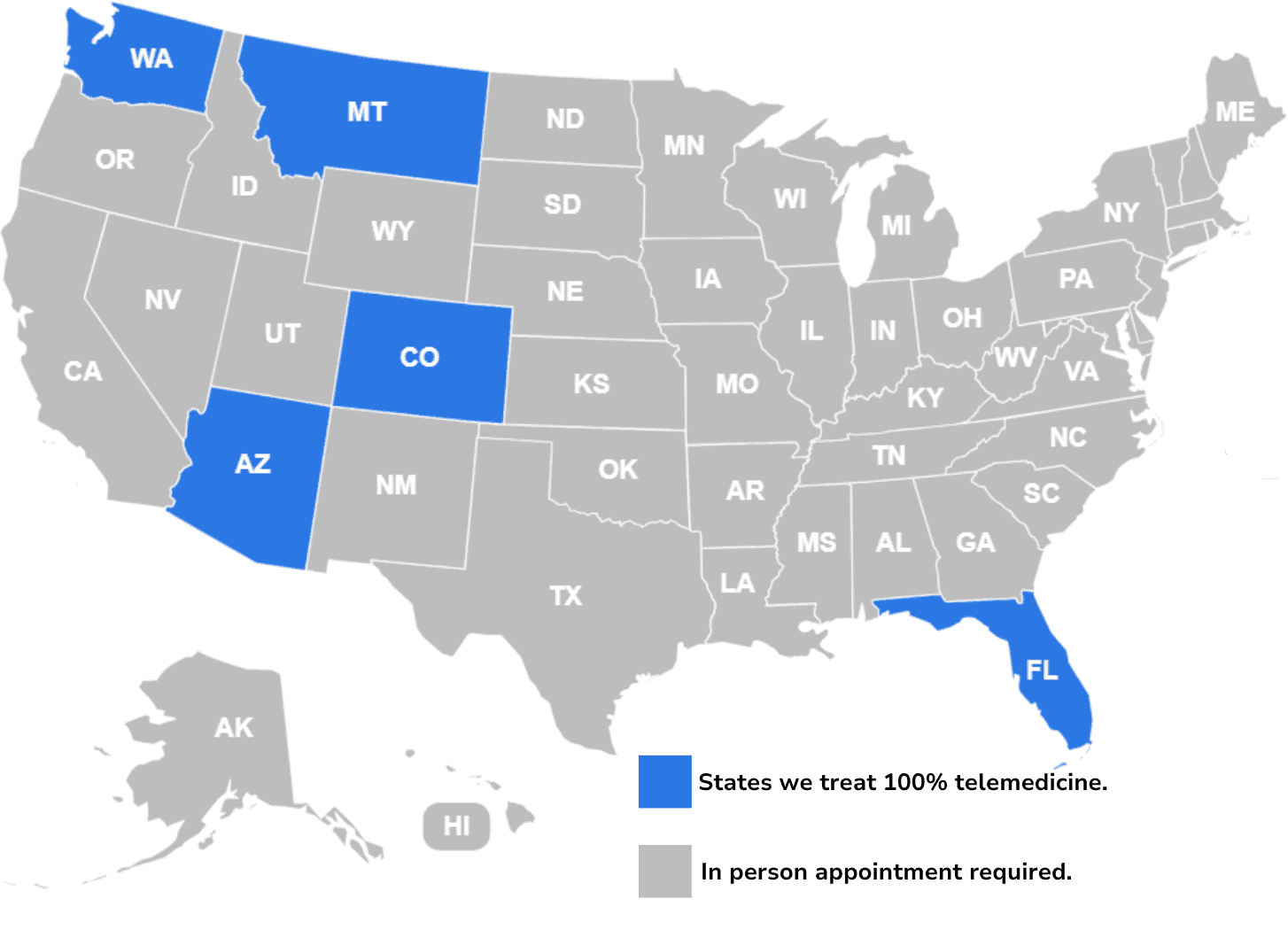 States we treat 100% telemedicine States we treat 100 telemedicine 1